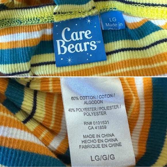 Care Bears Cropped Striped Racerback Tank Top Women's Size Large Sunshine Bear - Picture 12 of 12